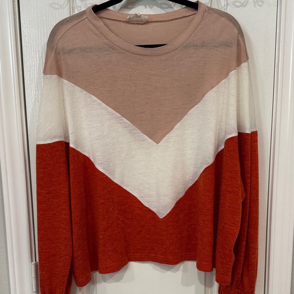 Colorblock Women's Top - Red, White, Pink